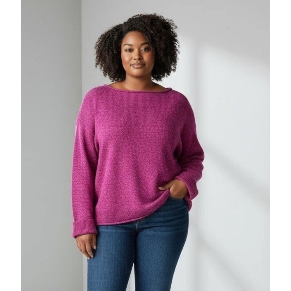 Talbots Women's Pullover Sweater Size Large Heavy Cotton Pink/Purple